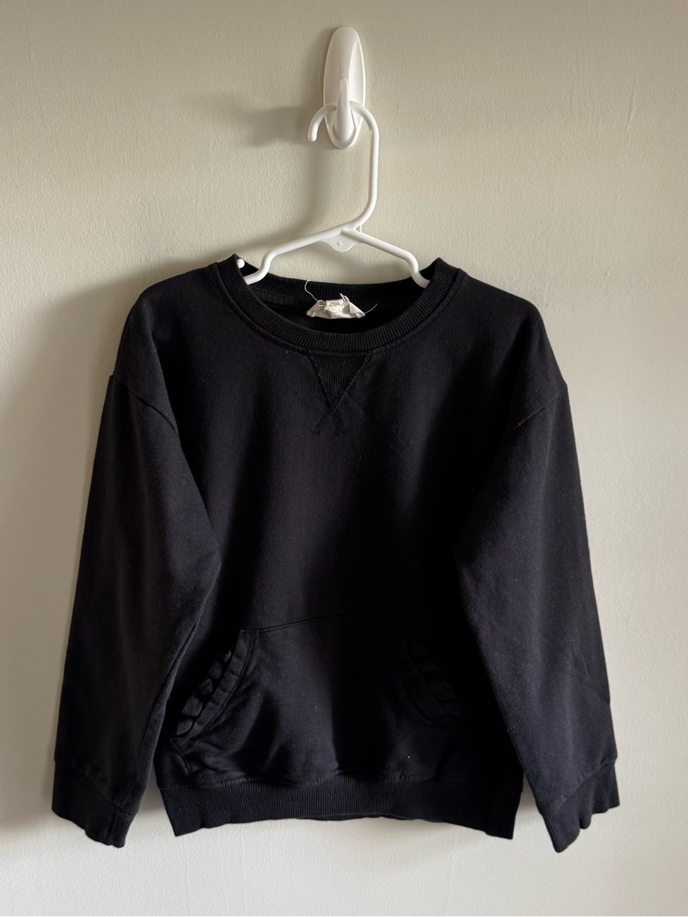 Jessica Simpson Black Sweatshirt with Ruffled Pouch Pocket